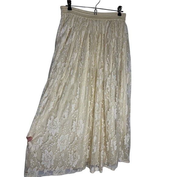 Phool Dresses & Skirts - Vintage Phool Womens Sheer Lace Midi Skirt Sz L Coquette Fairy Festival Cottage